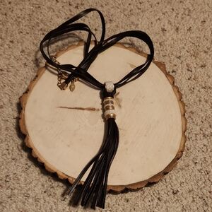 Chico's Dark Brown Leather Look Statement Necklace